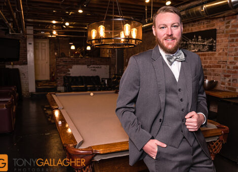 Groom in the billiard room at the Manor House
