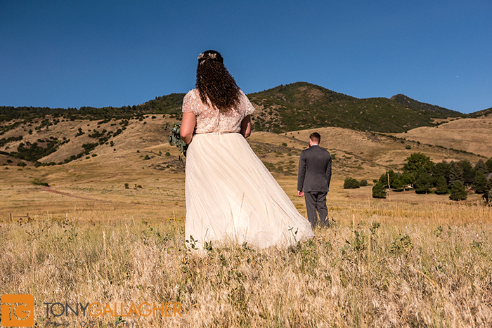 Bride and Groom first look denver wedding photography